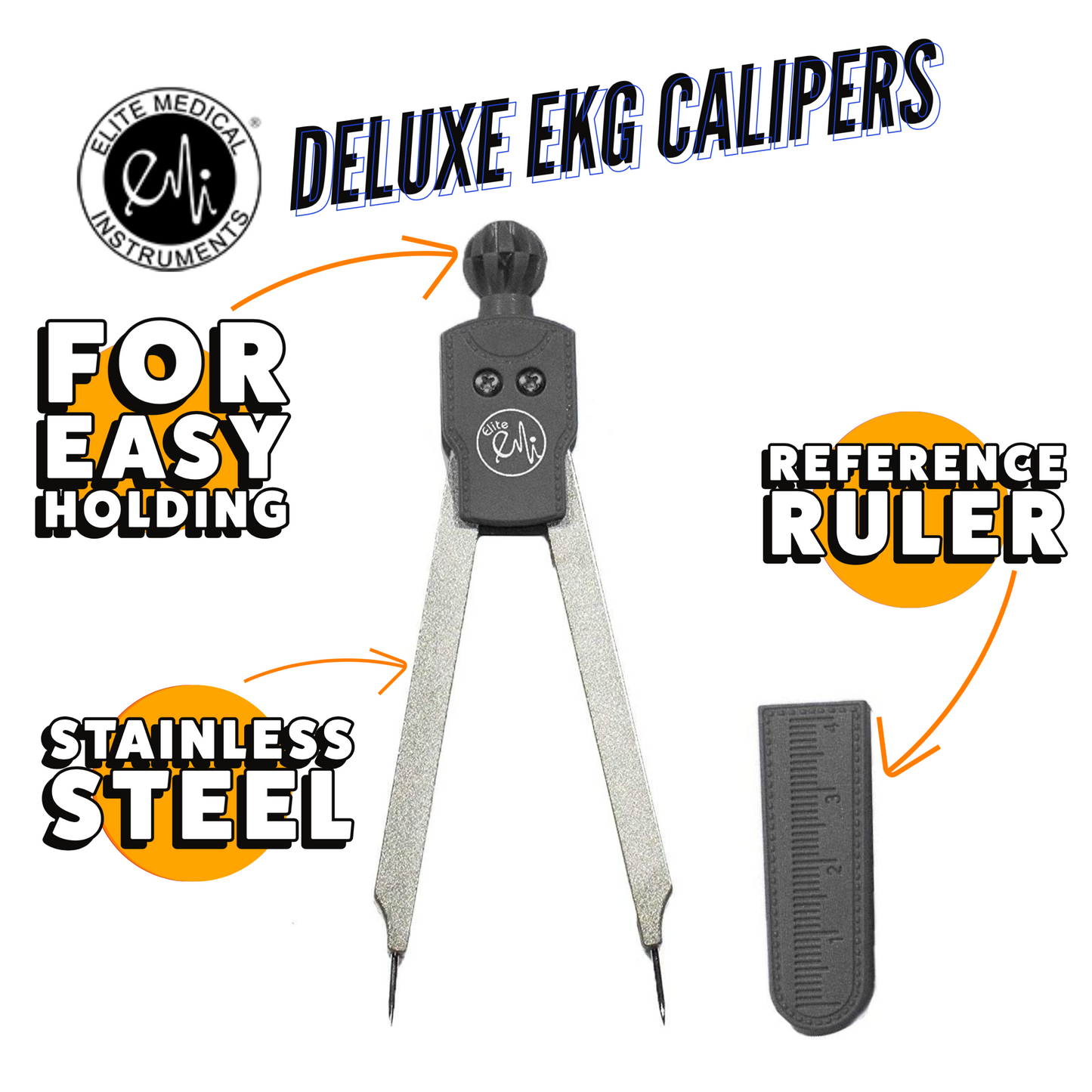 Elite Medical Instruments EMI Deluxe EKG Calipers (EKG-100) - 20 Pack