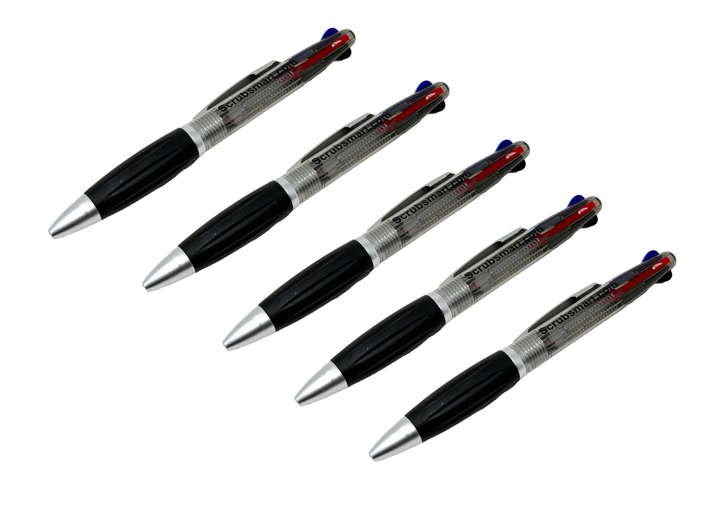 EMI 4 Color Ballpoint Chart Pen Set for Nurses, Blue, Black, Red, Green Ink, Comfortable Grip, Pocket Clip