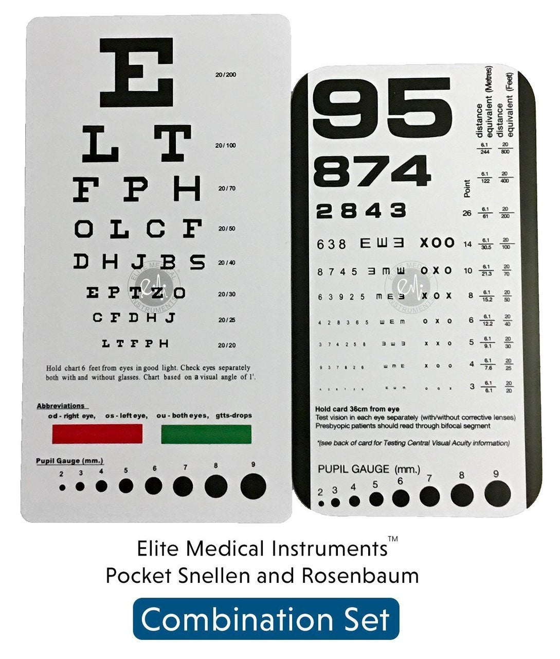 Snellen and Rosenbaum Pocket Eye Chart