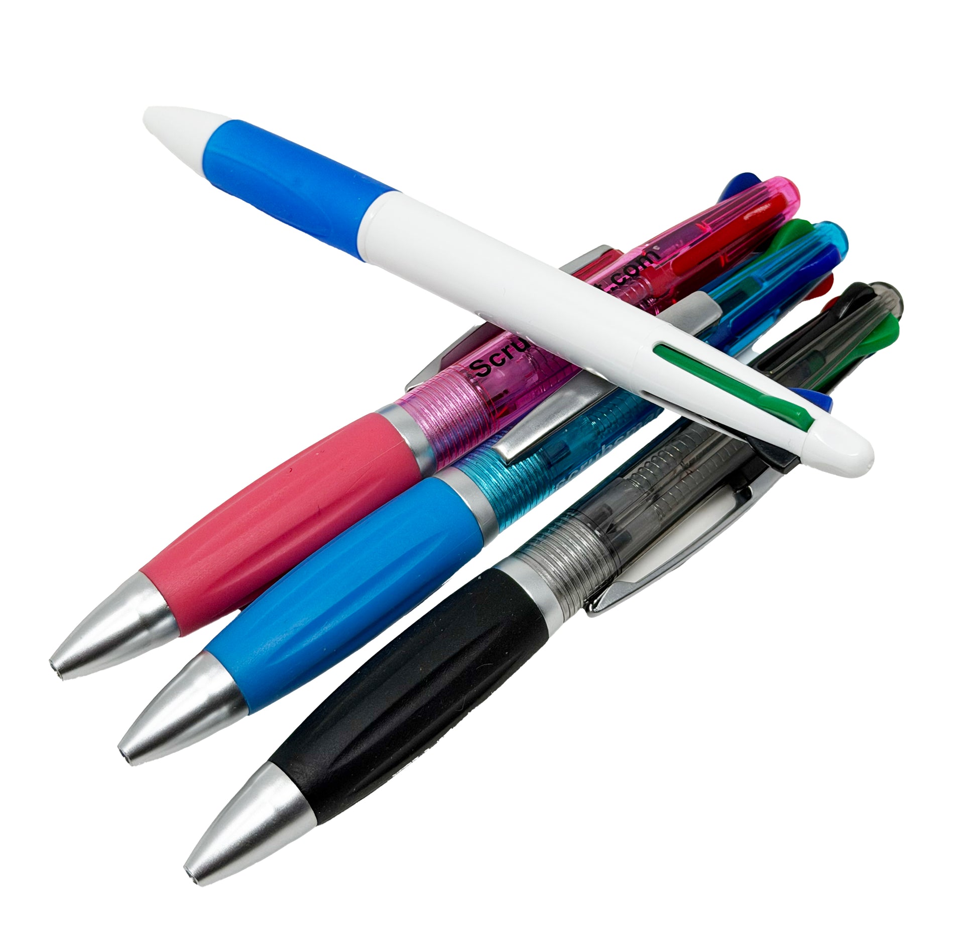 EMI Chart Pens in White, Pink, Black, Blue, and Black.