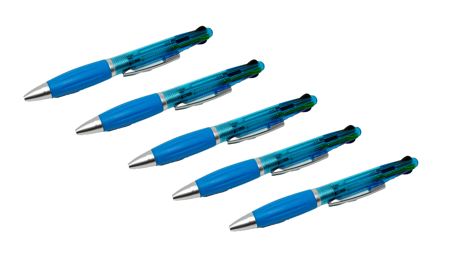 EMI 4 Color Ballpoint Chart Pen Set for Nurses, Blue, Black, Red, Green Ink, Comfortable Grip, Pocket Clip