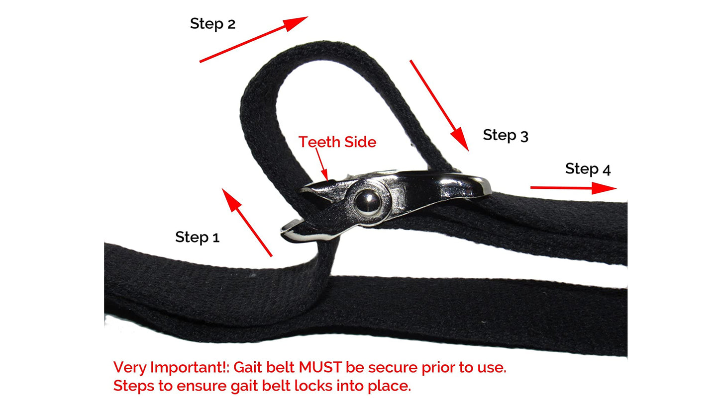 10 Pack - 10 Elite Medical Instruments GAIT-M-Black Gait Transfer Belt with Metal Buckle, Black