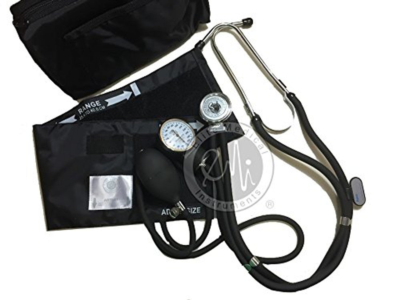 Stethoscope and Blood Pressure Cuff Set #330 Black